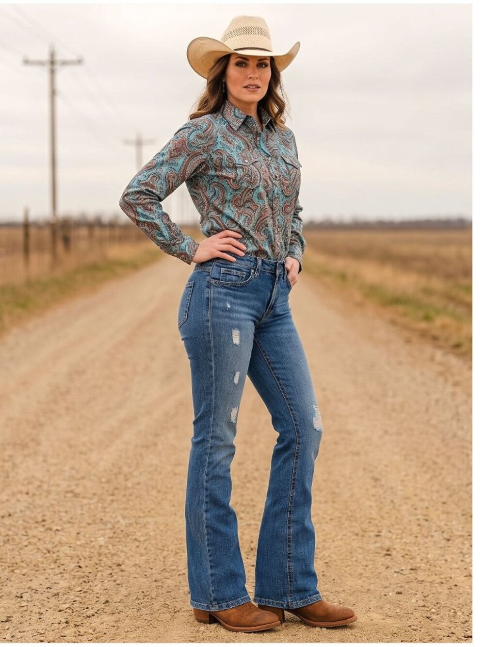 Aéropostale Hailey Skinny Flare Distressed Blue Jeans 1/2 Long Long